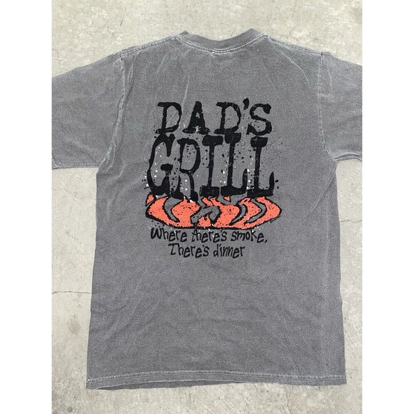 Crazy Shirts Hawaii Crater Dyed Gray T Shirt “Dads Grill” Sz Small - Picture 2 of 4